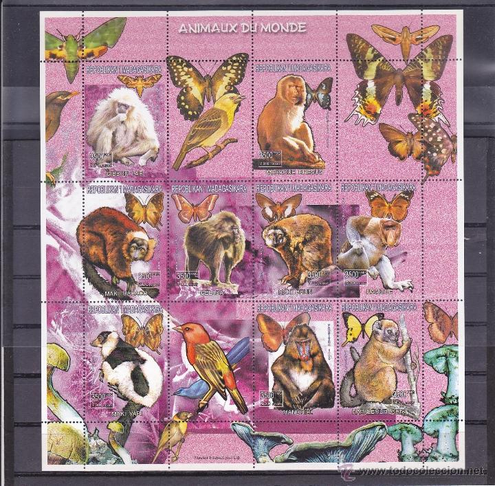 Sellos: MADAGASCAR.1999.MARIPOSAS/PAJAROS/FAUNA.D.999.J/R.NUEVO.