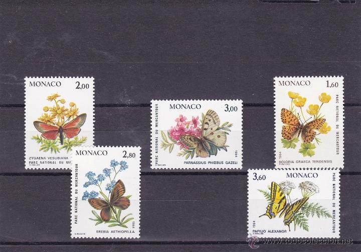 Sellos: MONACO.1984.MARIPOSAS/FLORES. Y.-1420/1424.NUEVO.