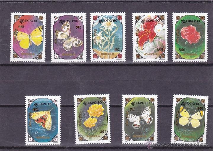 Timbres: MONGOLIA.1991.MARIPOSAS/FLORES. Y.-1817/1825.NUEVO.