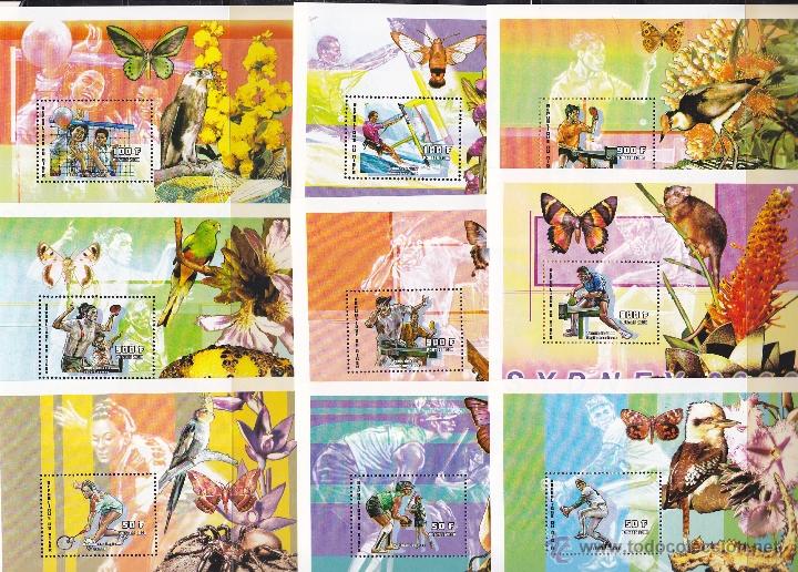 Sellos: NIGER.2000.MARIPOSAS/PAJAROS/FAUNA.D.00047/568(M-HB119/28 falta una).NUEVO.