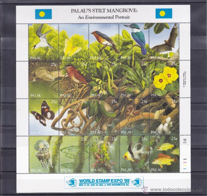 Selos: PALAU.1989.MARIPOSAS/PAJAROS/FLORES. Y.-278/297.NUEVO.