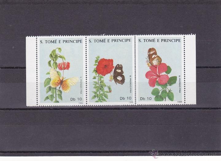 Timbres: SANTO TOME Y PRINCIPE.1988.MARIPOSAS/FLORES.Y.-920/922.NUEVO.