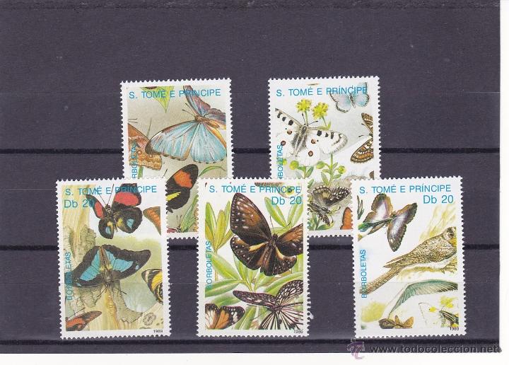 Briefmarken: SANTO TOME Y PRINCIPE.1989.MARIPOSAS/FLORES.Y.-965/969.NUEVO.