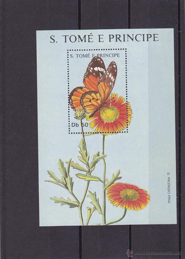 Briefmarken: SANTO TOME Y PRINCIPE.1988.MARIPOSAS/FLORES.Y.-HB.-61.NUEVO