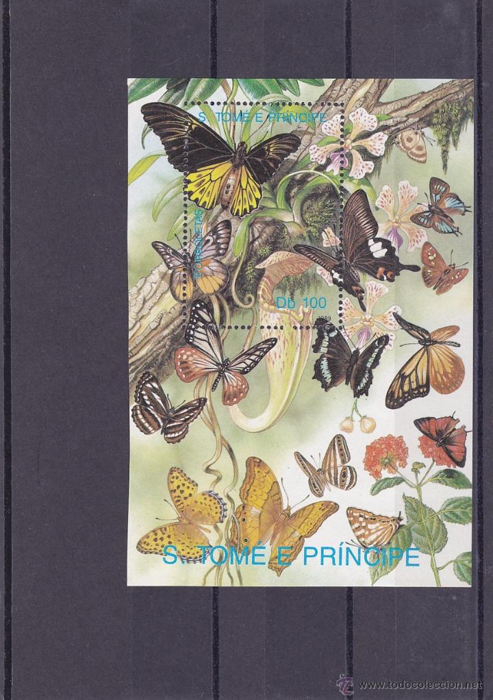 Briefmarken: SANTO TOME Y PRINCIPE.1989.MARIPOSAS/FLORES.Y.-HB.-70.NUEVO.