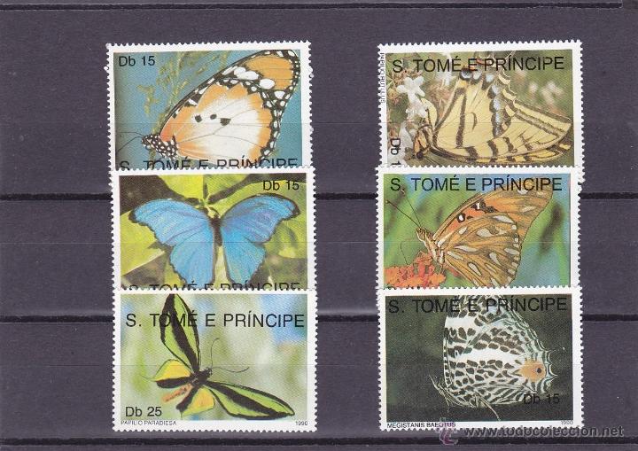 Briefmarken: SANTO TOME Y PRINCIPE.1990.MARIPOSAS/FLORES.Y.-980/985.NUEVO.