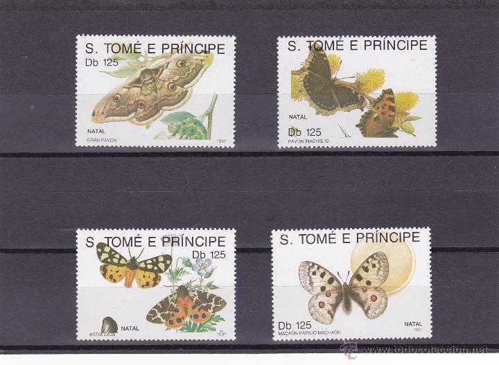 Briefmarken: SANTO TOME Y PRINCIPE.1991.MARIPOSAS/FLORES.Y.-1076/1079.NUEVO.