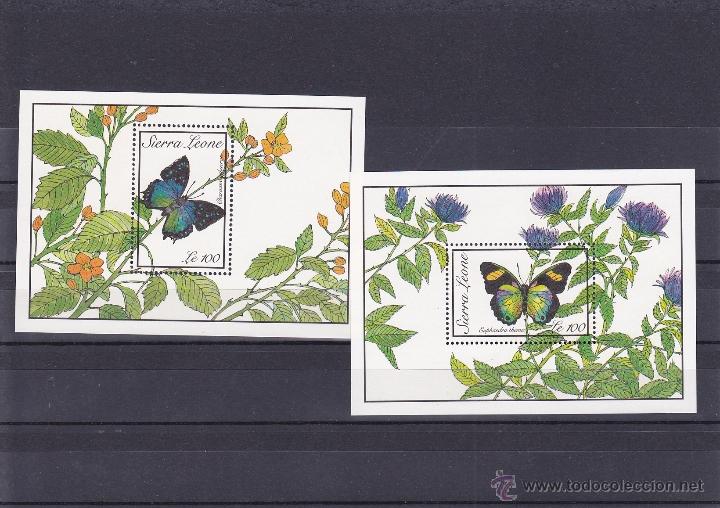 Timbres: SIERRA LEONA.1989.MARIPOSAS/FLORES.Y.-HB.-107-109.NUEVO.