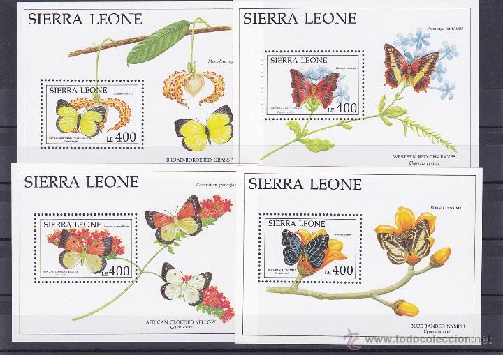 Timbres: SIERRA LEONA.1991.MARIPOSAS/FLORES.Y.-HB.-155-181-189/90.NUEVO.
