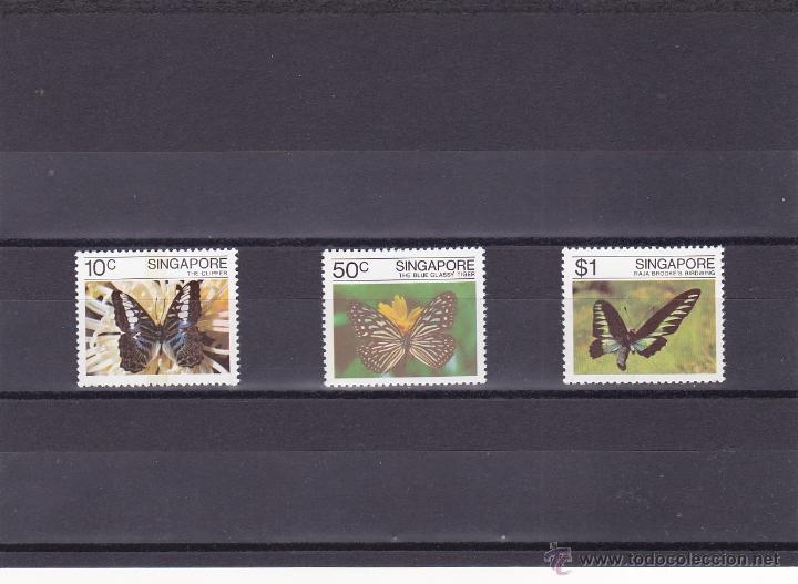 Timbres: SINGAPUR.1982.MARIPOSAS/FLORES.Y.-385/387.NUEVO.