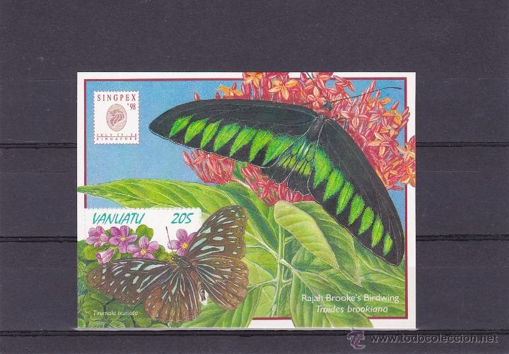 Sellos: VANUATU.1998.MARIPOSAS/FLORES.Y.-HB-32.NUEVO.