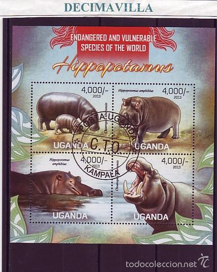 Sellos: L803, UGANDA, 2013, HIPOPOTAMOS - Foto 1