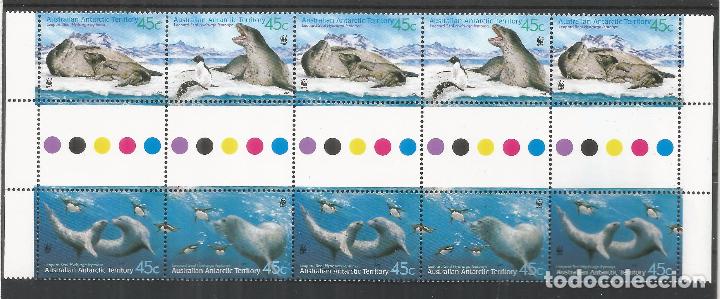 Briefmarken: ANTARTIDA AUSTRALIANA FAUNA MARINA INTERPANEL CON SEMAFORO LEOPARD SEAL FOCA MAMIFERO POLO SUR