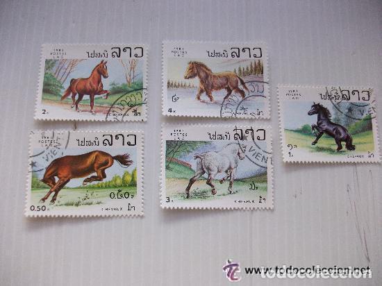 Sellos: LOTE DE 5 SELLOS DE LAOS : CABALLOS - Foto 1