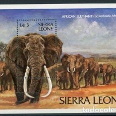 Sellos: SIERRA LEONA 1983 HB IVERT 15 *** FAUNA - ANIMALES SALVAJES EN PELIGRO DE EXTINCIÓN - ELEFANTE