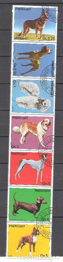 Timbres: PARAGUAY n&ordm; 2063/2069&ordm; Perros de raza. Serie completa en una tira