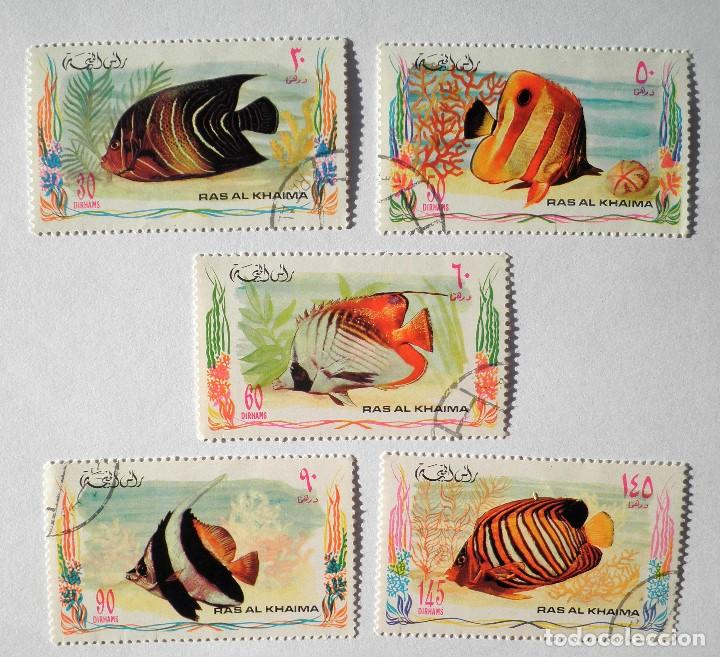 Sellos: 5 Sellos 1972 Emiratos &Aacute;rabes Unidos Peces