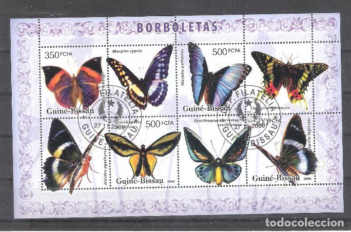 Timbres: GUINEA-BISAU  2274/2276&ordm; en hojita. Mariposas. Serie Completa