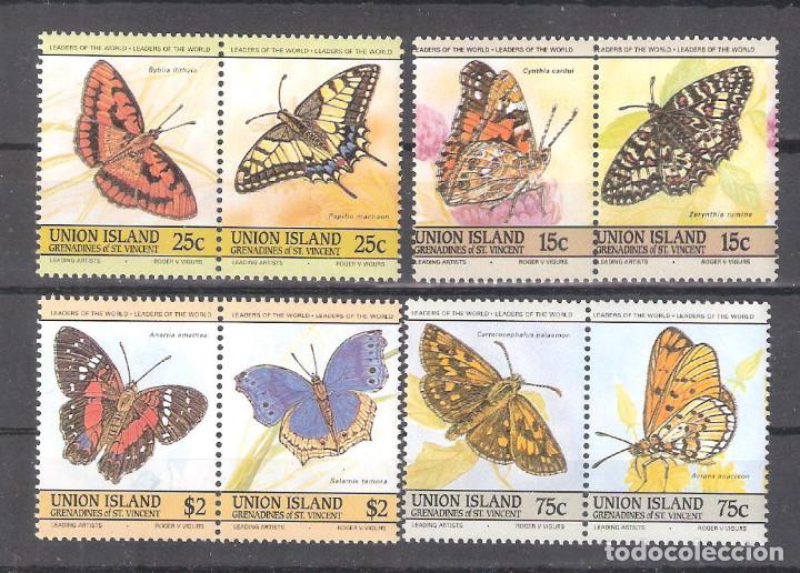 Timbres: ISLAS UNI&Oacute;N (SAN VICENTE) Mariposas en d&iacute;pticos. Serie Completa
