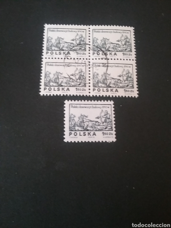 Sellos: Sellos de Polonia (Polska) matasellados. 1974. Arco. Jabali. Jabatos. Ni&ntilde;o. Caza. Ave. Plantas.