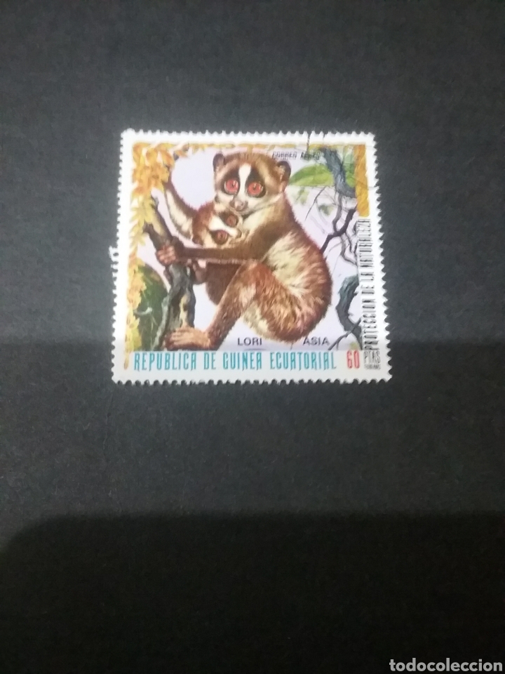 Sellos: Sellos de G. Ecuatorial matasellados. 1976. Lemur. Animales. Mamiferos. Naturaleza.