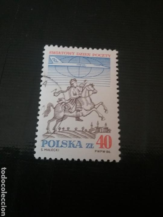 Sellos: Sellos de Polonia (Polska) matasellados. 1986. Avion. Caballo. Campo. Cartero. Aviacion. Ciudad. Pa