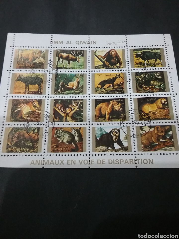 Sellos: MP/Sello Umm Al Qiwain (E.A.U) mtdos. 1972. Animaes. Extincion. Oso. Monos. Ungulados. Roedores. Buf