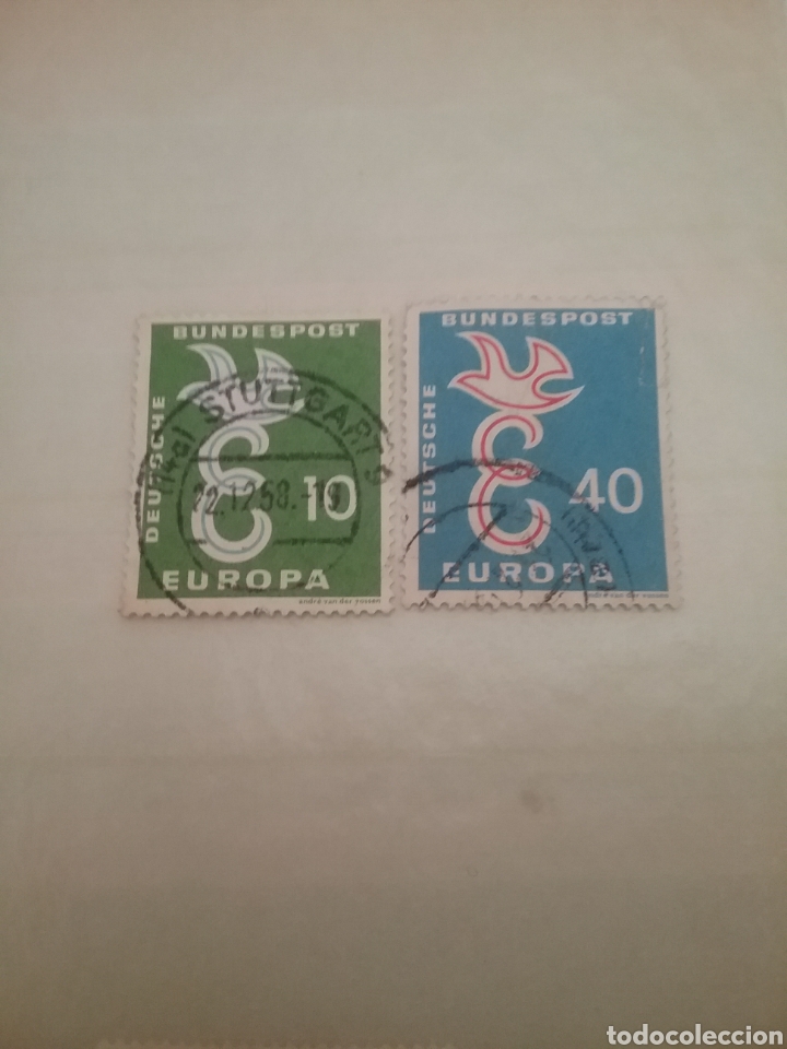 Sellos: Sellos Alemania, R. Federal mtdos/1958/europa/paloma/aves/simbolos/numeros/emblema/logotipos