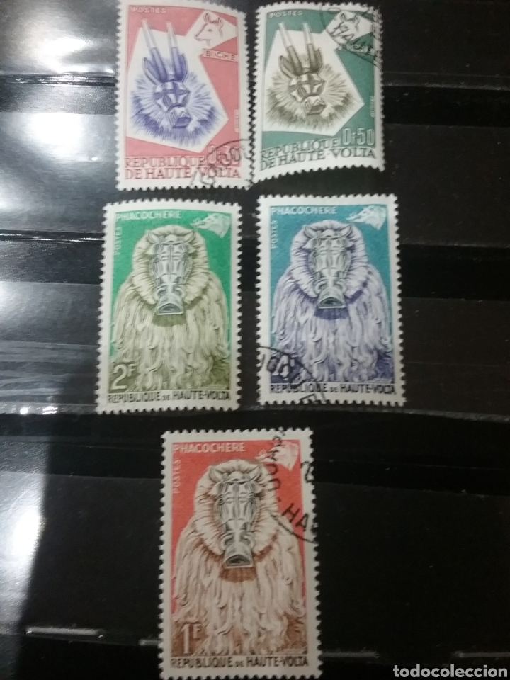 Timbres: Sellos R. Alto Volta (Haute Volta) mtdos/1960/Mascara/antilope/jabali/facoquero/constumbres/tradicio