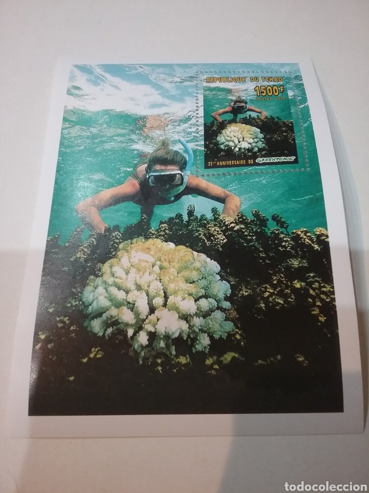 Timbres: HB R. Chad (Tchad) nueva/1996/25 Aniv. Greenpeace/corales/vida, fauna marina/submarinismo/arrecifes/