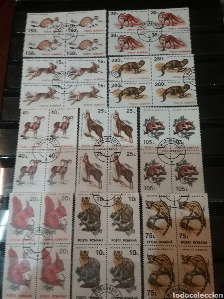 Sellos: Sellos R. Rumania (P. Romana) mtdos/1993/Fauna salvaje/animales/cabra/liebre/naturaleza/gineta/zorr