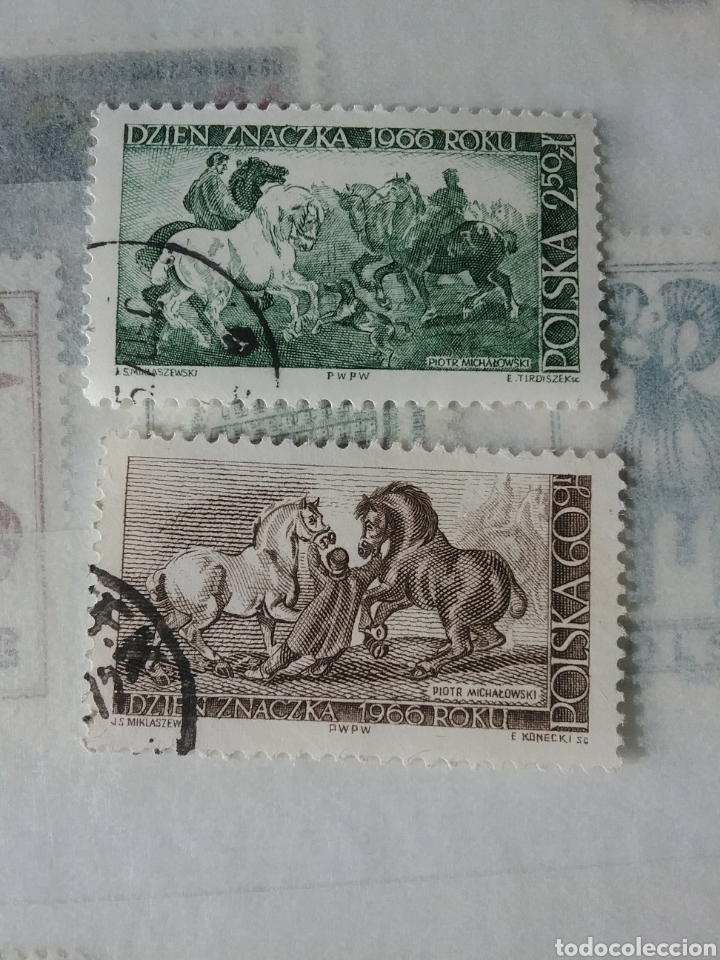 Timbres: Sellos R. Polonia (Polska) mtdos/1966/dia del sello/caballos/mamiferos/vertebrados/aniamles