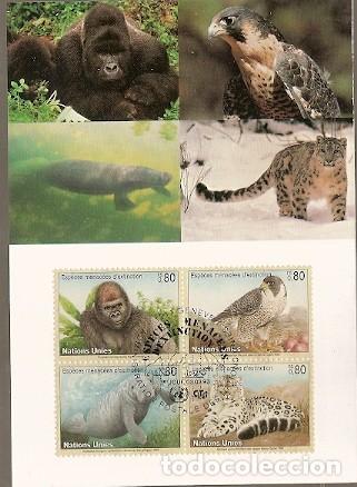 Timbres: Naciones Unidas & Maxi, Fauna, Especies en Peligro de Extinci&oacute;n, ONU Geneva 1993 (142)