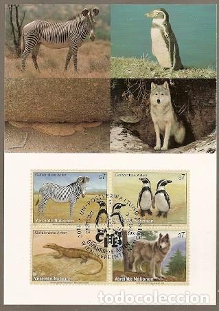 Timbres: Naciones Unidas & Maxi, Fauna, Especies en Peligro de Extinci&oacute;n, ONU Viena 1993 (143)