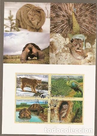 Timbres: Naciones Unidas & Maxi, Fauna, Especies en Peligro de Extinci&oacute;n, ONU Geneva 1993 (148)