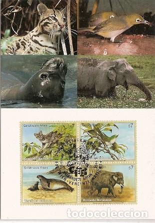 Timbres: Naciones Unidas & Maxi, Fauna, Especies en Peligro de Extinci&oacute;n, ONU Viena 1994 (153)