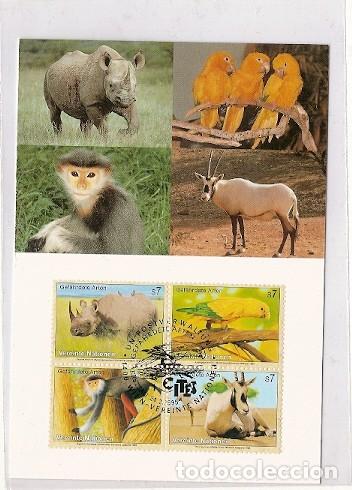 Timbres: Naciones Unidas & Maxi, Fauna, Especies en Peligro de Extinci&oacute;n, ONU Viena 1995 (154)
