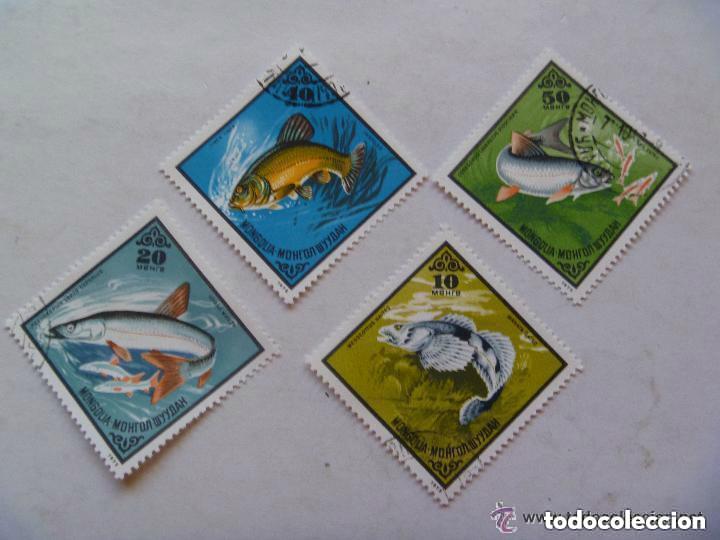 Sellos: LOTE DE 4 SELLOS DE MONGOLIA : PECES. - Foto 1