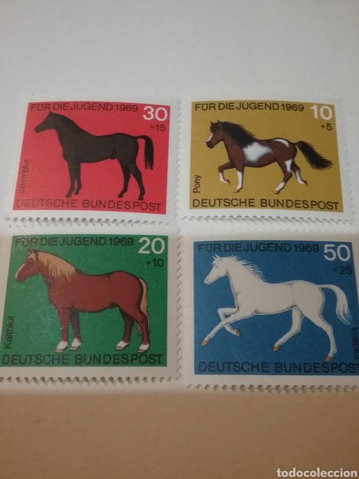 Timbres: Sellos Alemania, R. Federal nuevos/1969/Pro-juventud/poni/pura sangre/caballo/equino/yegua/mamifero