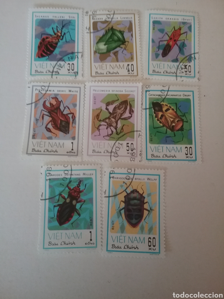Timbres: Sellos R. D. Vietnam mtdos/1982/Insectos/animales/fauna/escarabajo/chinche/invertebrados/