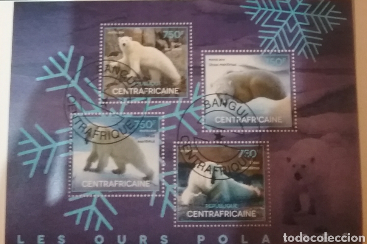 Timbres: HB R. Centroafricana mtda/2014/Osos polares/fauna/mamiferos/animales salvajes/fauna/tundra/