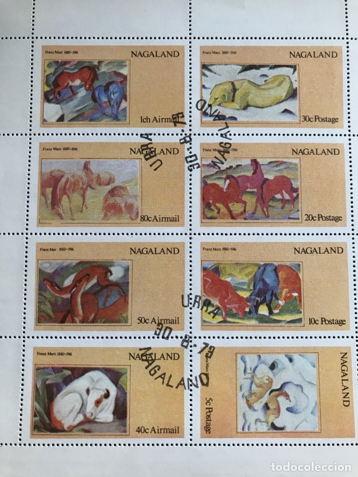 Briefmarken: Hoja bloque de 8 sellos de mamiferos Nagaland