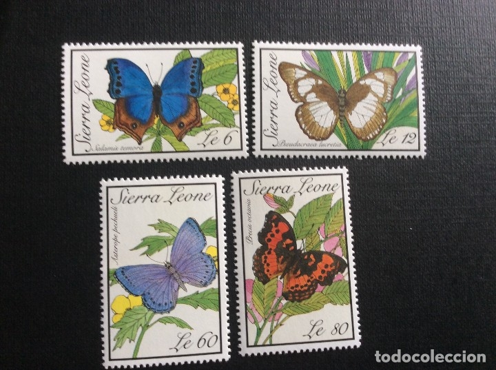 Sellos: SIERRA LEONA N&ordm; YVERT 1008/1*** A&Ntilde;O 1989.  MARIPOSAS