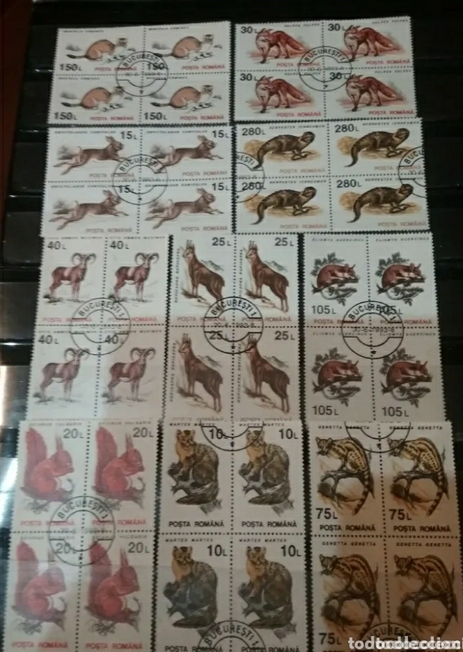 Timbres: Sellos R. Rumania (P. Romana) mtdos/1993/Fauna salvaje/animales/cabra/liebre/naturaleza/gineta/zorr