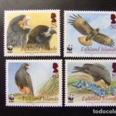 Sellos: FALKLAND ISLANDS ISLAS MALVINAS 2006 WWF FALCONS BIRDS OISEAUX YVERT 950 / 953 ** MNH. Lote 204778317