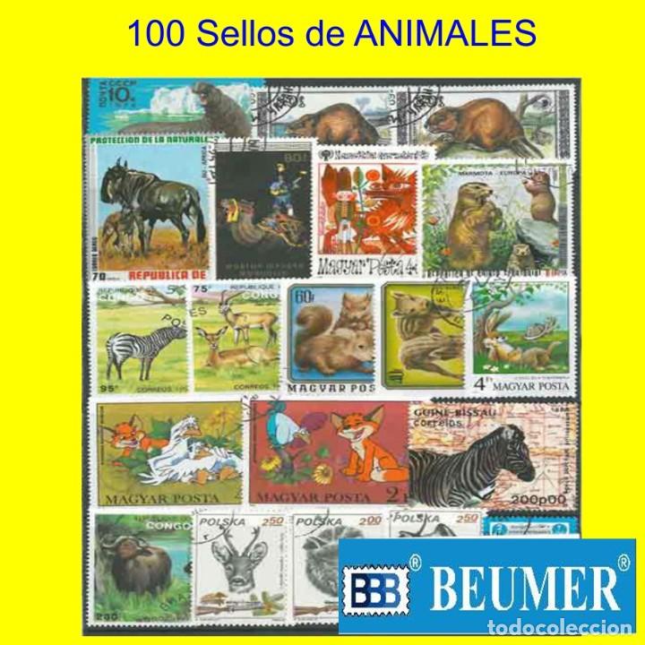 Sellos: 100 Sellos tem&aacute;tica ANIMALES - Foto 1
