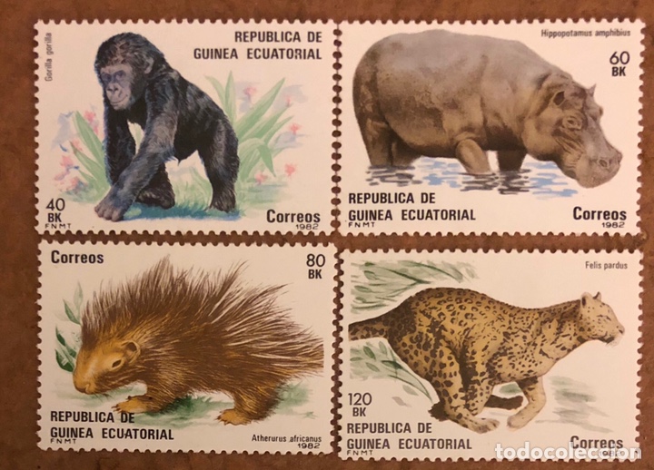 Briefmarken: SELLOS REPUBLICA DE GUINEA ECUATORIAL (1982) 39/42. FAUNA. MAM&Iacute;FEROS SALVAJES. SIN USAR.