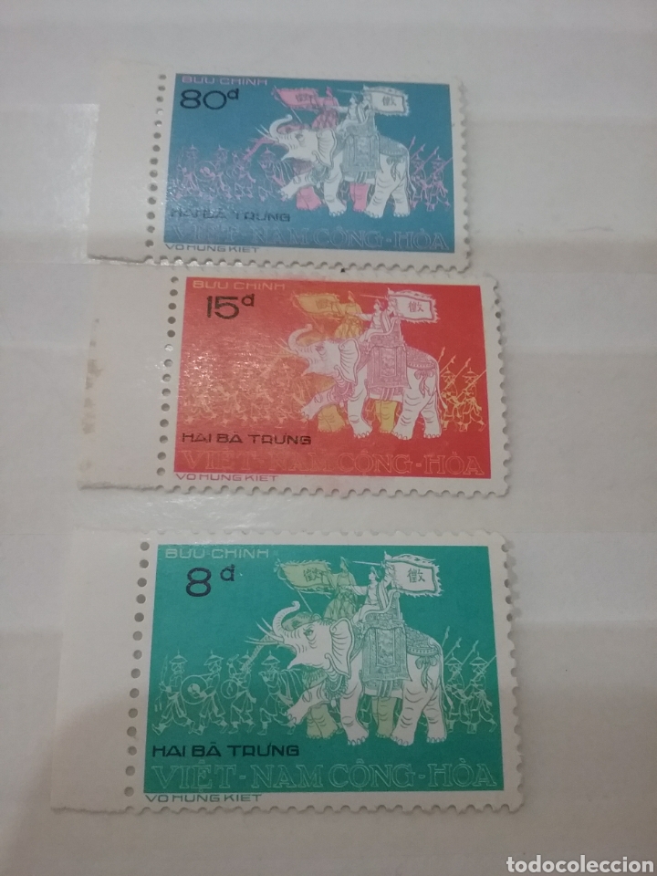 Briefmarken: Sellos Vietnam del Sur nuevos/1974/festival/hermanas/Trung/elefante/fauna/mamifero/tradiciones/fol