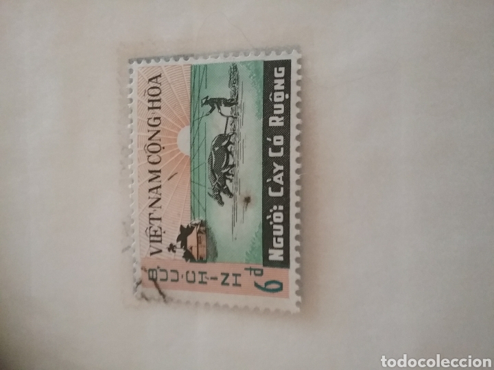 Briefmarken: Sellos Vietnam Sur mtdos/usados/1970/reforma/agricultura/campesino/buhey/animales/labranza/arrozal/
