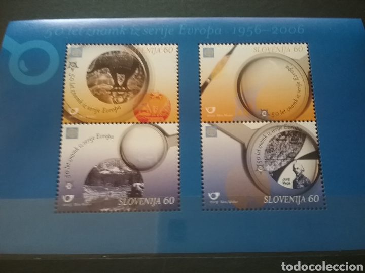 Sellos: HB de R. Eslovenia nueva/2005/50Aniv/1a/emision/europa/CEPT/filatelia/elefante/animales/lupa/paisaje
